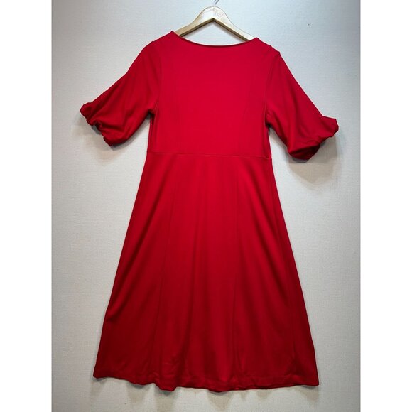 J. Jill Womens Simple Elegance Fit & Flare Knit Midi Dress Small Red - Picture 10 of 12